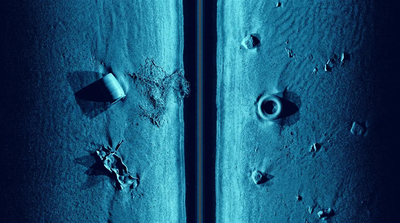 Side-scan sonar waterfall of the seabed